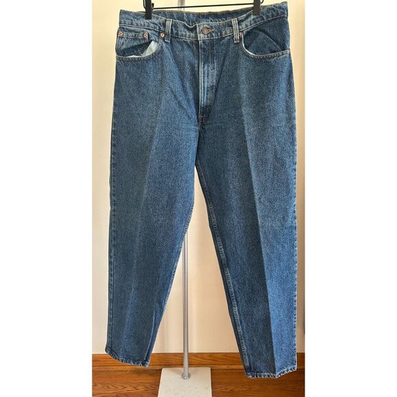 Vintage Levis 550 Jeans 38x34 Medium Baggy Wash Straight 90's Red Denim Made USA - Picture 1 of 10